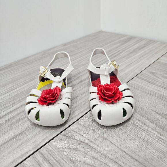 Mini Melissa Aranha White Sandals Red Rose Flower The Little Prince Kids US 10 - Picture 1 of 9